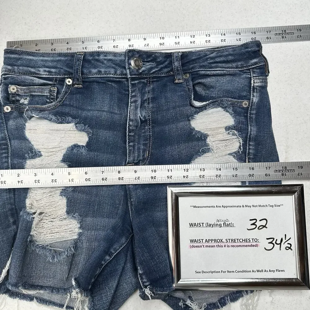 American Eagle Shorts Women 14 Hi Rise Shortie Next Level Blue Jean Denim Grunge